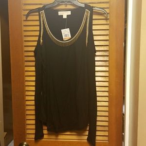Michael Kors open shoulder top size small in black
